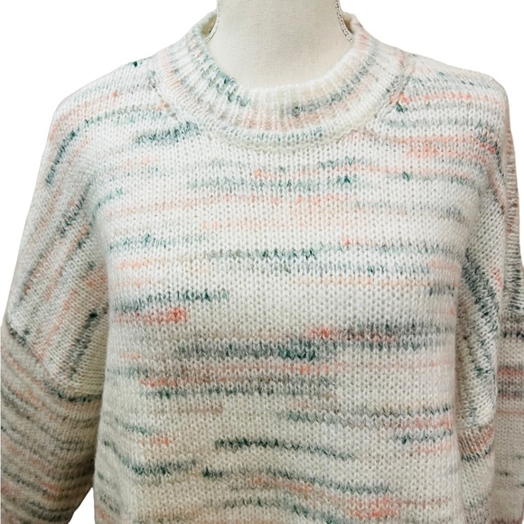 NWOT Torrid cute mock neck white peach green grey soft fuzzy sweater size 1X - Picture 7 of 16